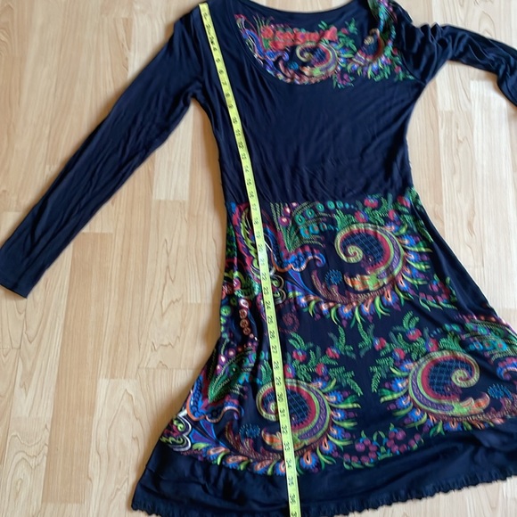 Womens Desigual Black Long Sleeve Dress with Colorful Print Size Large - Picture 9 of 9
